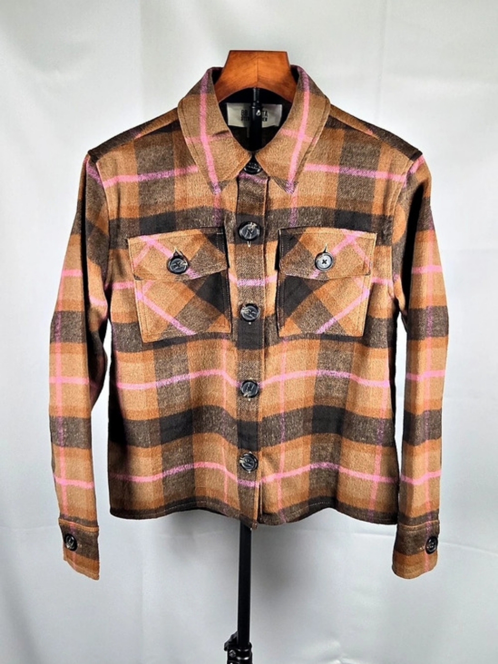 Steve Madden BB Dakota plaid shirt jacket Plaid Shirt Jacket in Brown & Pink